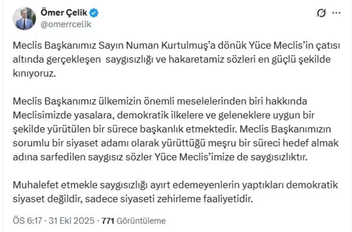 Çelik’ten Meclis’e Saygısızlığa Tepki